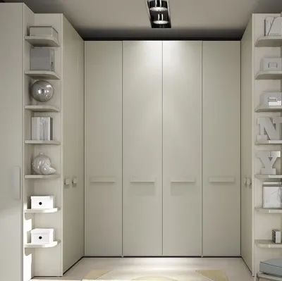 Armadio con ante battenti a doppio angolo in melaminico AB10 di Moretti Compact
