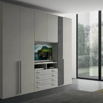 Armadio con ante battenti e vano porta TV Golf M210 in melaminico di Colombini Casa