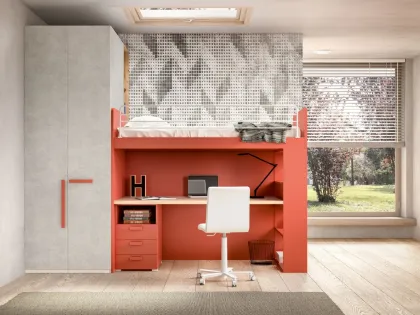 Camera con soppalco e scrivania Room 173 di Zg Mobili