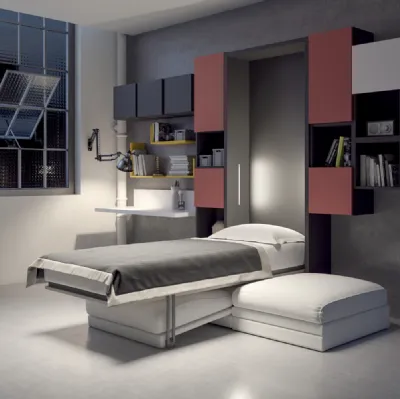 Letto singolo a scomparsa in laccato opaco Comp 269 di Tumidei