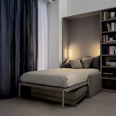 Letto da una piazza e mezza in laccato opaco color tortora Comp 270 di Tumidei