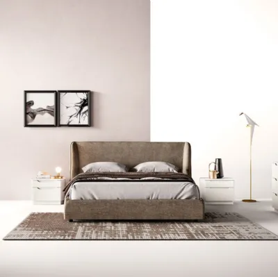 Letto rivestito in velluto con testiera A02 Velvet e Omega di Mercantini
