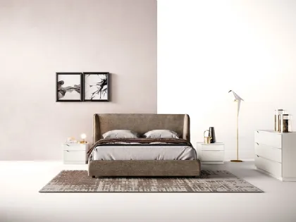 Letto rivestito in velluto con testiera A02 Velvet e Omega di Mercantini