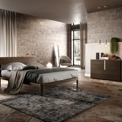 Letto in legno con testiera C01 Apollo e Gamma di Mercantini