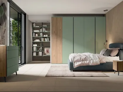 Letto con testiera in tessuto imbottito Golf Narciso di Colombini Casa