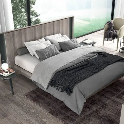 Letto matrimoniale in legno con testiera con luci a led Vitalyty Pure di Colombini Casa