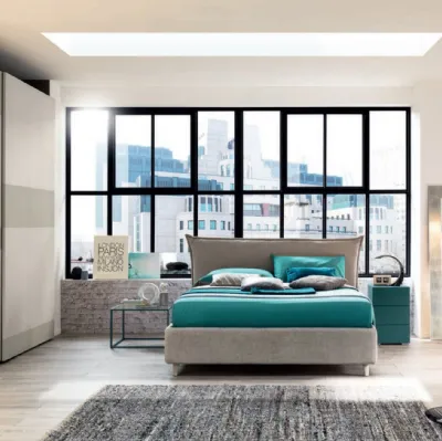 Letto matrimoniale in tessuto con testiera NC105 Moretti Compact