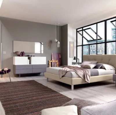 Letto in ecopelle con testiera trapuntata NC107 di Moretti Compact
