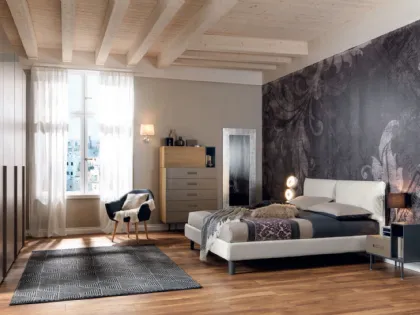 Letto con testiera imbottita in ecopelle NC111 Moretti Compact