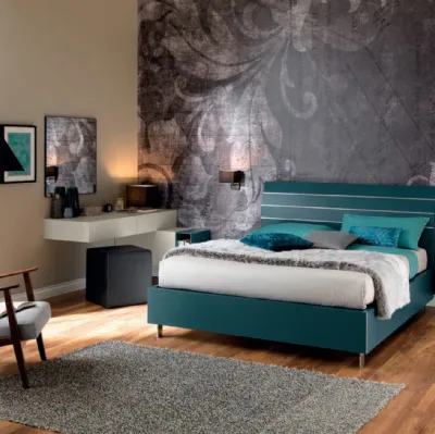Letto in laccato Pavone con testiera a doghe NC114 di Moretti Compact