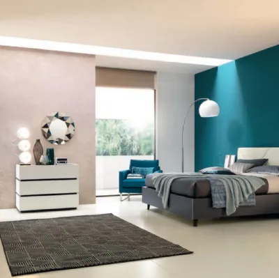 Letto con testiera in ecopelle Bianco Artico NC115 Moretti Compact