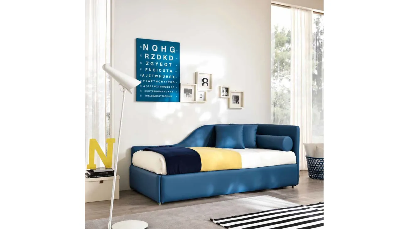 Letto singolo Clik-Clak con letto estraibile di Susan imbottiti