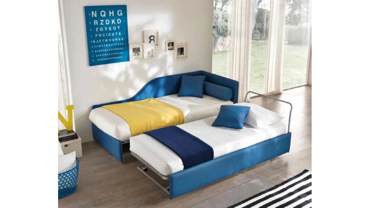 Letto singolo Clik-Clak con letto estraibile di Susan imbottiti