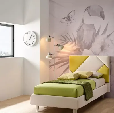 Letto singolo con testiera in tessuto trapuntata e imbottita SC202 di Moretti Compact