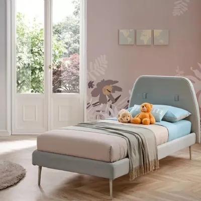 Letto singolo con testiera rivestita in tessuto leggermente curvata SC204 di Moretti Compact