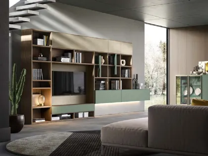 Libreria a muro Kosmos KL205 in laccato opaco di Mercantini