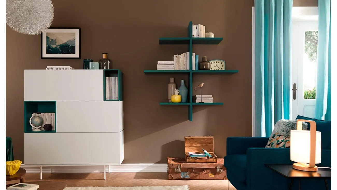 Libreria moderna in laccato opaco Flexa LV202 di Moretti Compact
