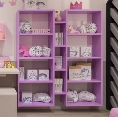 Libreria sospesa in laccato lilla MC034 di Moretti Compact