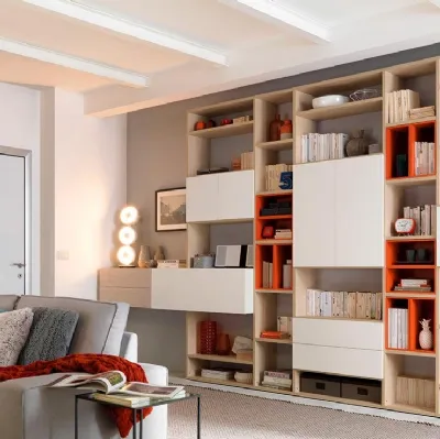 Libreria in melaminico larice e frassino Wallbox LV117 di Moretti Compact