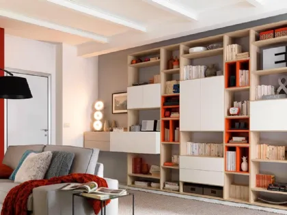 Libreria in melaminico larice e frassino Wallbox LV117 di Moretti Compact