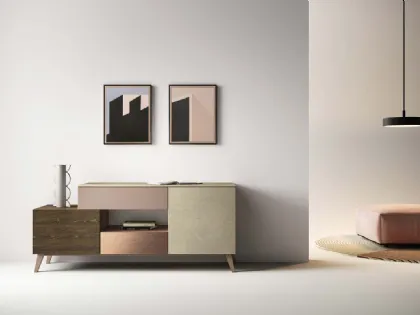 Madia Kosmos KM307 in laccato opaco e legno di Mercantini