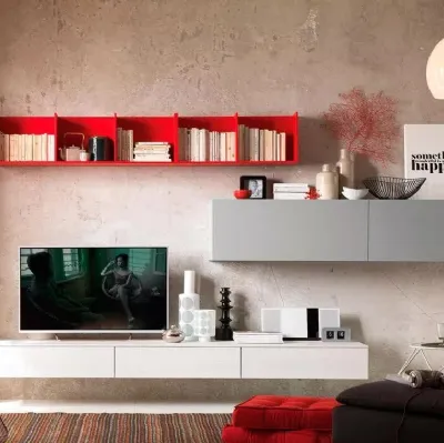 Parete attrezzata sospesa moderna LV112 di Moretti Compact