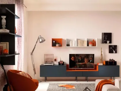 Parete Attrezzata in laccato grafite LV103 di Moretti Compact