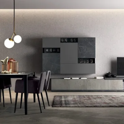 Parete Attrezzata Vitalyty C09B in melaminico Stone Grey di Colombini Casa