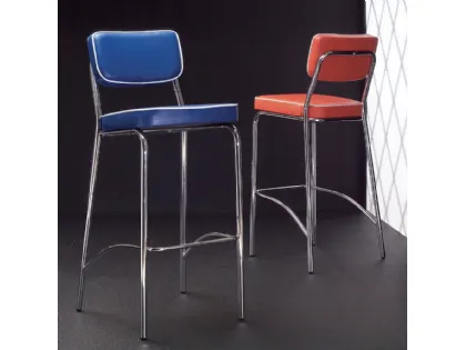 Sgabello Hollywood Stool 75 in ecopelle imbottita di La Seggiola