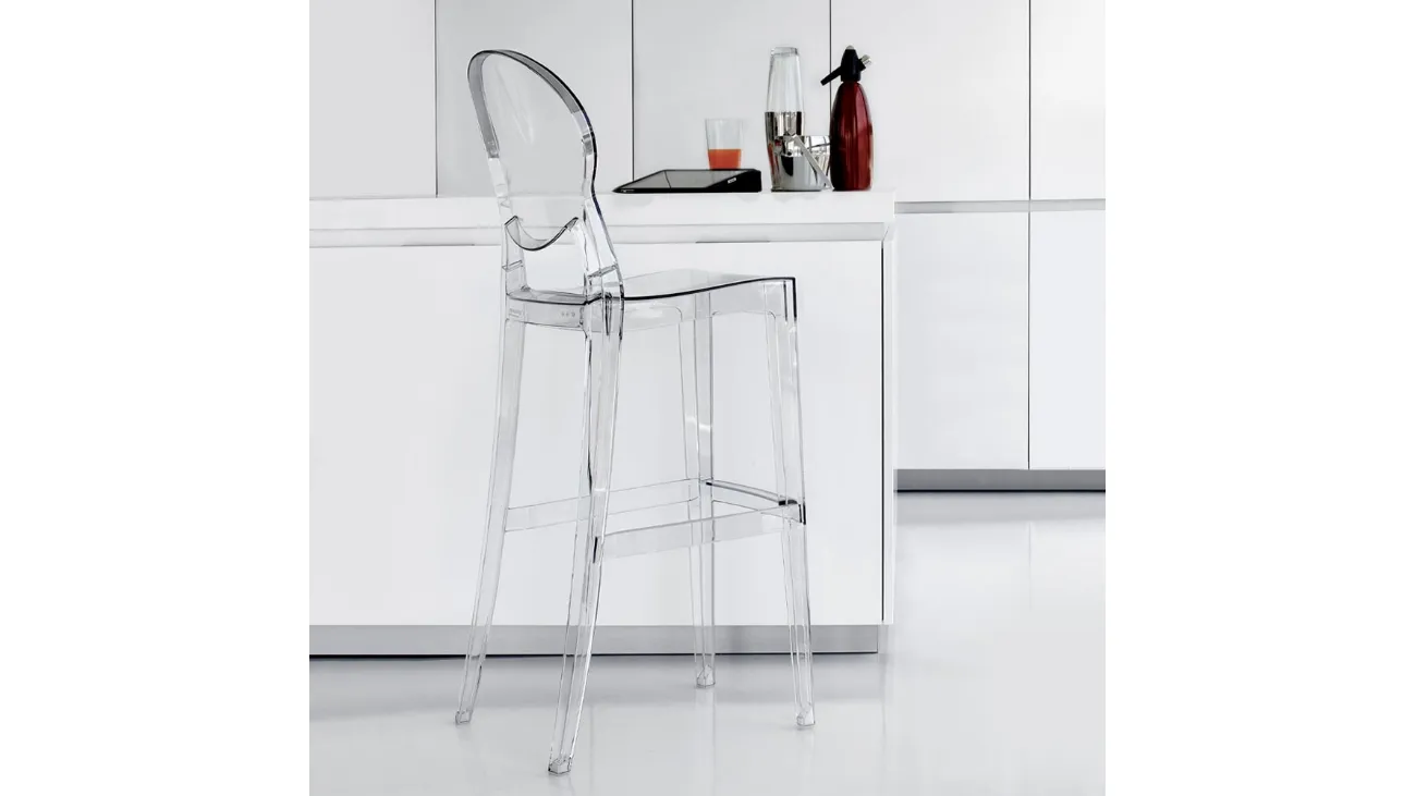 Sgabello Ink Stool 74 in policarbonato trasparente di La Seggiola