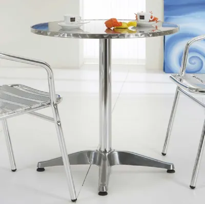 Tavolo rotondo Allumix Table in acciaio Inox bulinato di La Seggiola