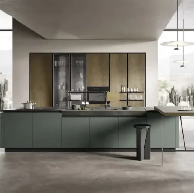 Cucina Moderna in rovere yuta con isola in laccato Venere 04 di Moretti Cucine